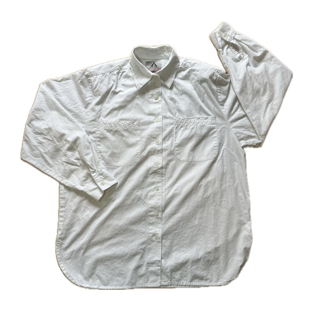 Vintage Jordache White Western Blouse M Women’s 100% Cotton Embroidered Detail
